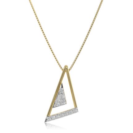 Sleek Triangle 9KT Yellow Gold Diamond Pendant