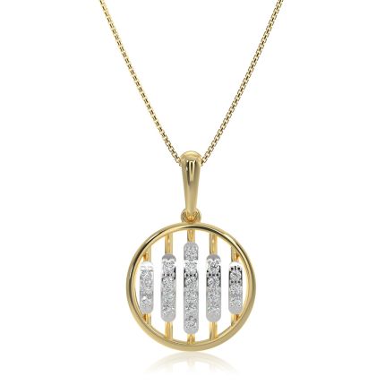 Circle Frame  9KT Yellow Gold Diamond Pendant 
