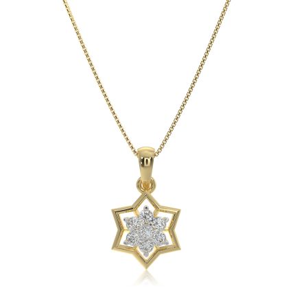Delicate Floral 9KT Yellow Gold Diamond Pendant