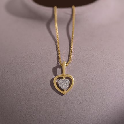 Delicate Heart 9KT Yellow Gold Diamond Pendant