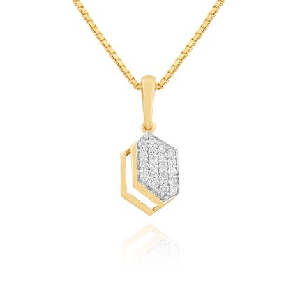 Geometric Style 9KT Yellow Gold Diamond Pendant