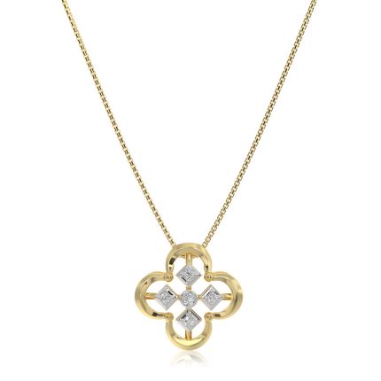 Charming Clover 9KT Yellow Gold Diamond Pendant
