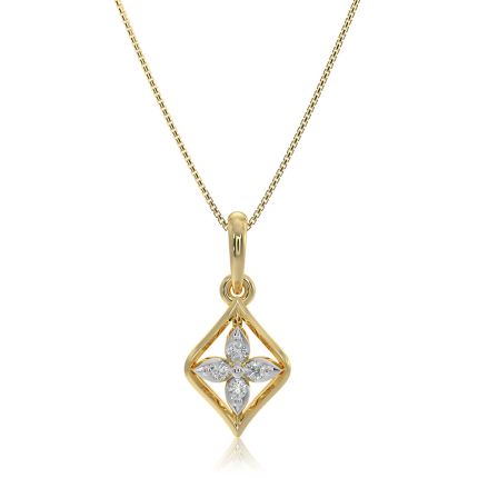 Modern Floral 9KT Yellow Gold Diamond Pendant