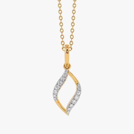 Leaf Elegance 9Kt Yellow Gold Diamond Pendant