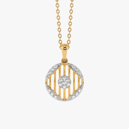 Striking Circle Yellow Gold Diamond Pendant