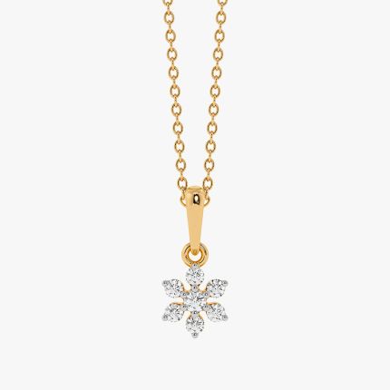 Alluring Floral Yellow Gold Diamond Pendant