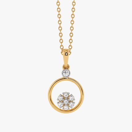 Sleek Circular Yellow Gold Diamond Pendant