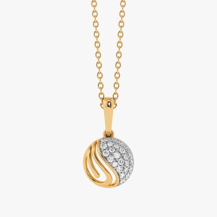 Round Shine Yellow Gold Diamond Pendant