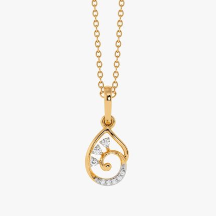 Elegant Leaf Yellow Gold Diamond Pendant