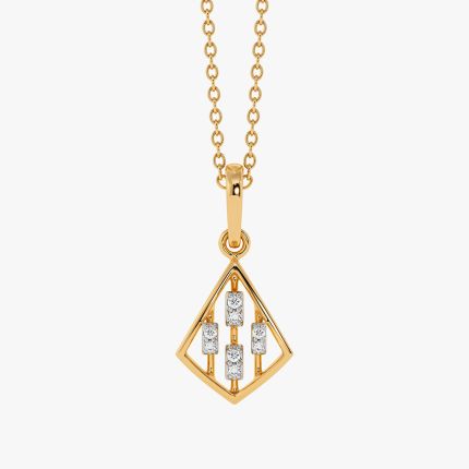 Contemporary Geometric Yellow Gold Diamond Pendant