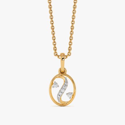 Pretty Curve Yellow Gold Diamond Pendant
