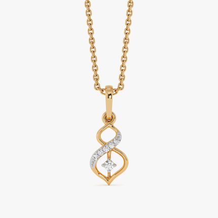 Graceful Swirl Yellow Gold Diamond Pendant