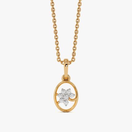 Floral Charm Yellow Gold Diamond Pendant