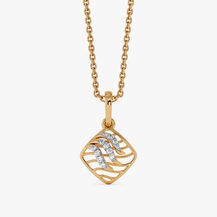 Modern Layers Yellow Gold Diamond Pendant