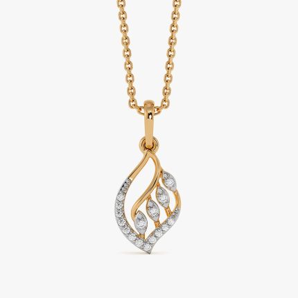 Leaf Yellow Gold Diamond Pendant