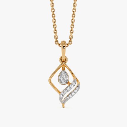 Delicate Leaf Yellow Gold Diamond Pendant