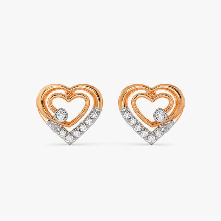 Heart Shaped Diamond Stud Earring