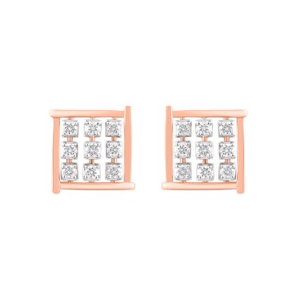 Charming Checkered Diamond Studs