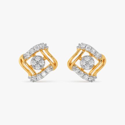 Edgy Style Yellow Gold Diamond Earrings