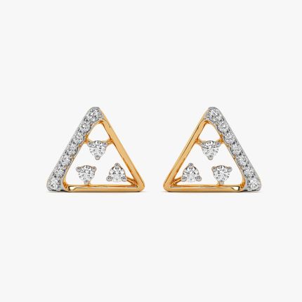 Tri Modern Yellow Gold Diamond Earrings