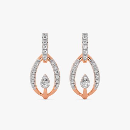 Graceful Marquise 14Kt Rose Gold Diamond Earrings