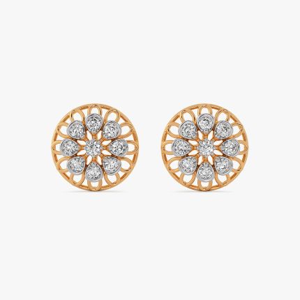 Floral Bloom 14Kt Yellow Gold Diamond Earrings