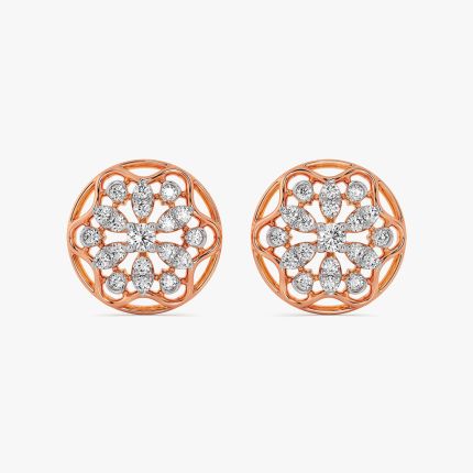 Floral Bloom 14Kt Rose Gold Diamond Earrings