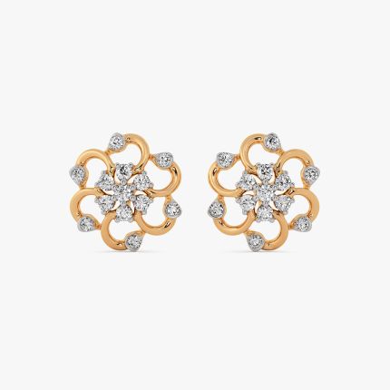 Floral Grace 14Kt Yellow Gold Diamond Earrings