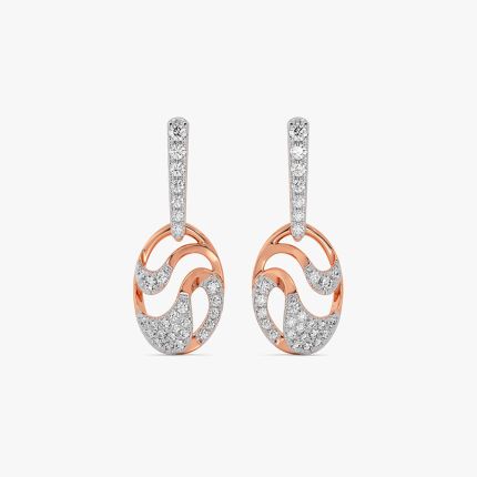 Intertwined Swirl 14Kt Rose Gold Diamond Drop Earrings