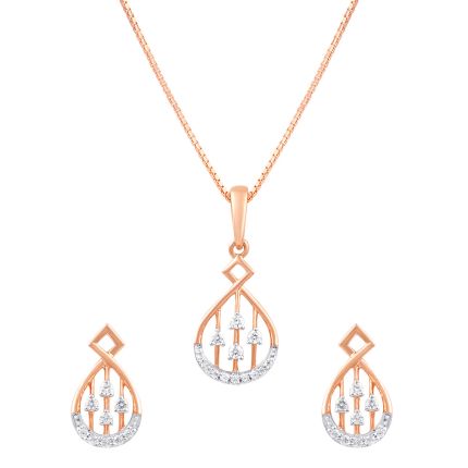 Rose Radiance Teardrop Diamond Pedant Set