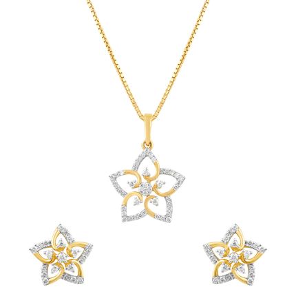 Aesthetic Floral Diamond Pendant Set