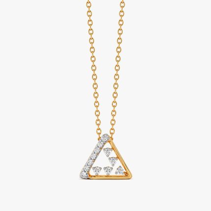 Edgy Triangle Yellow Gold Diamond Pendant