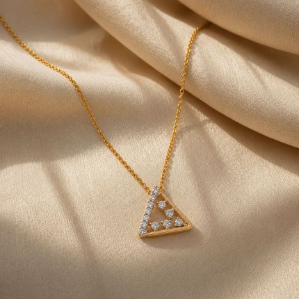 Edgy Triangle Yellow Gold Diamond Pendant