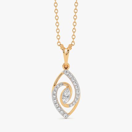 Beautiful Swirl 14Kt Yellow Gold Diamond Pendant