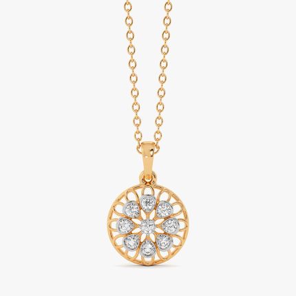 Floral Bloom 14Kt Yellow Gold Diamond Pendant