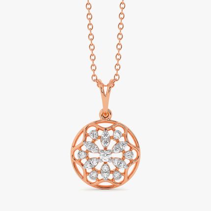 Floral Bloom 14Kt Rose Gold Diamond Pendant