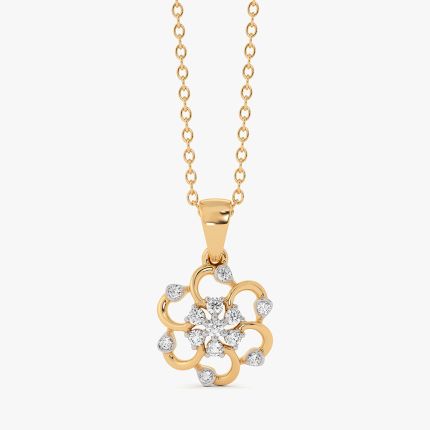 Floral Grace 14Kt Yellow Gold Diamond Pendant
