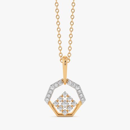 Hexagonal Beauty 14Kt Yellow Gold Diamond Pendant