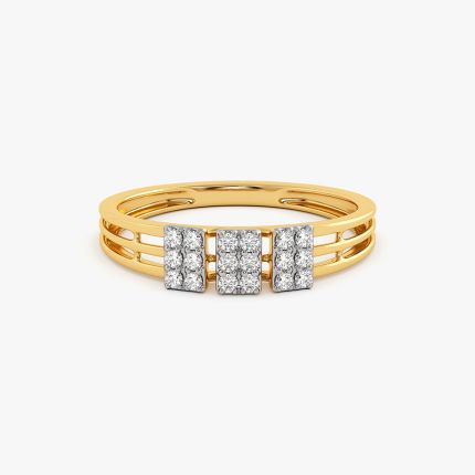 Sleek Geometric Yellow Gold Diamond Band Ring