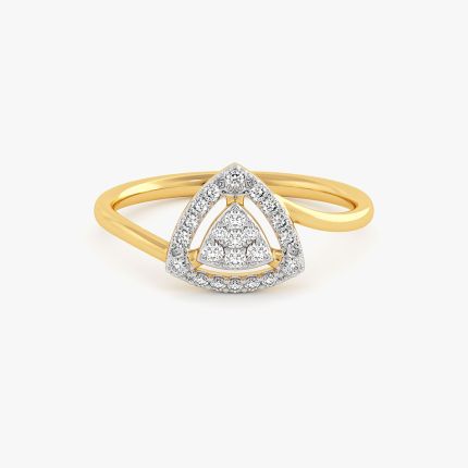 Structured Geometric Yellow Gold Diamond Ring