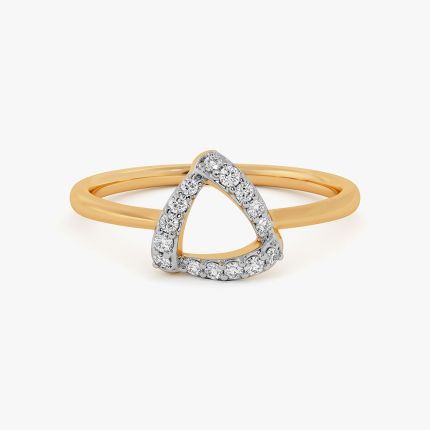 Modern Bold 9Kt Yellow Gold Diamond Ring