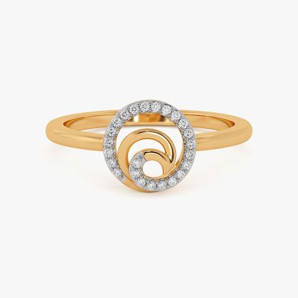 Unique Swirl 9Kt Yellow Gold Diamond Ring
