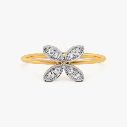 Sparkling Butterfly 9Kt Yellow Gold Diamond Ring