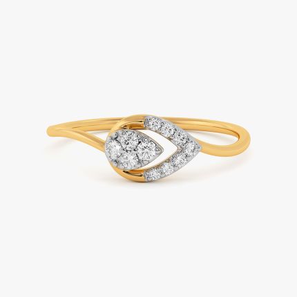Refined Drop Yellow Gold Diamond Ring