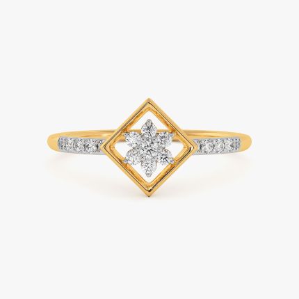 Structured Edge Yellow Gold Diamond Ring