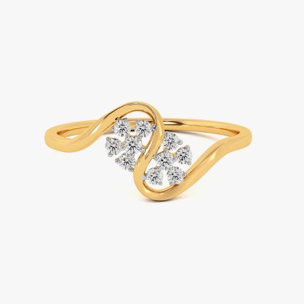 Sparkled Swirl Yellow Gold Diamond Ring