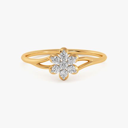 Charming Floral Yellow Gold Diamond Ring