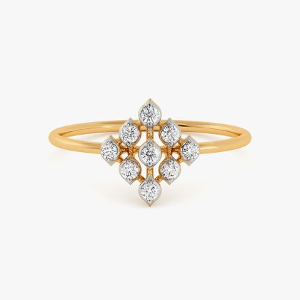 Clustered Yellow Gold Diamond Ring
