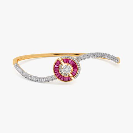 Swirling Shades 14KT Diamond and Pink Stone Oval Bracelet