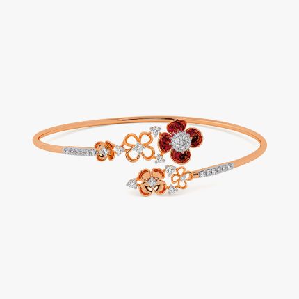 Vibrant 14Kt Diamond and Red Stone Bracelet